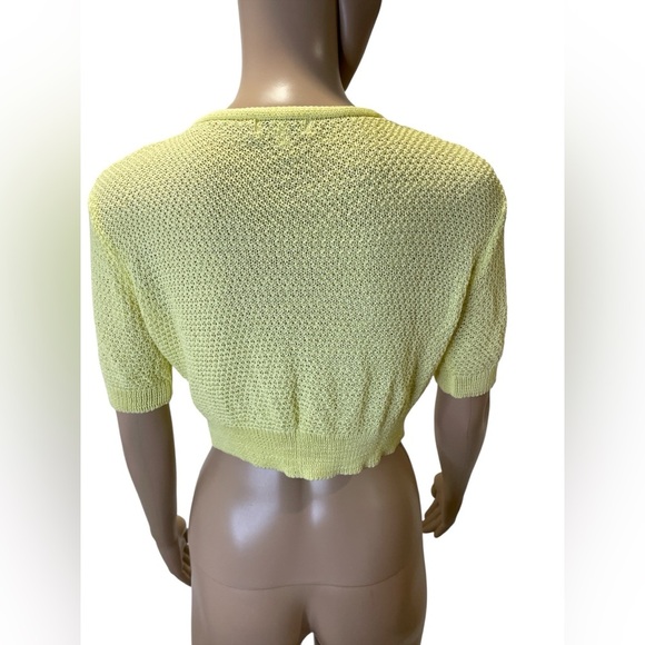 Yellow Floral Knit Cardigan Sweater size M/L - Picture 5 of 7